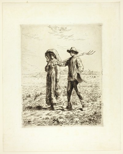 Bønder går på arbejde af Jean Francois Millet