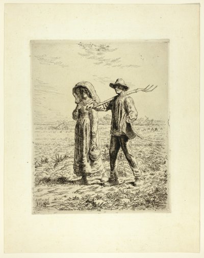 Bønder går på arbejde af Jean Francois Millet