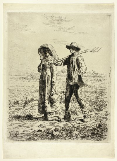 Bønder går på arbejde af Jean Francois Millet