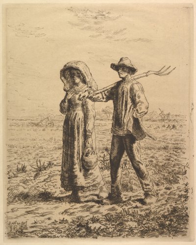 Bønder på vej på arbejde, 1863. af Jean Francois Millet