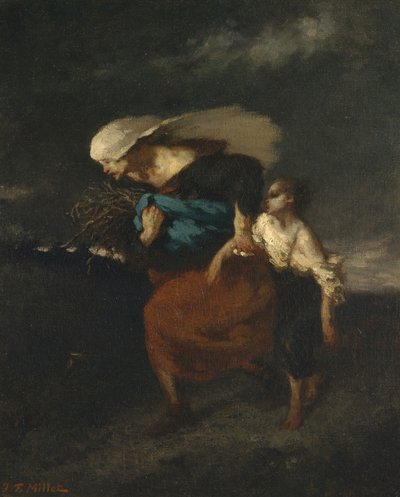 Tilbagetog fra stormen, ca. 1846. af Jean Francois Millet