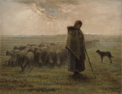Hyrdinde og hendes flok, 1862-63 af Jean Francois Millet