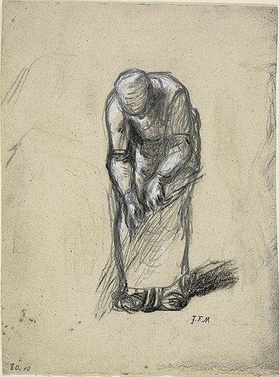 Undersøgelse til hørtræk af Jean-Francois Millet