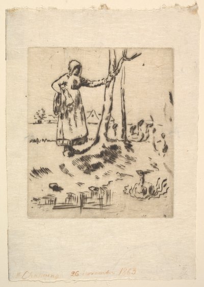 Gåsepigen, 1830-75. af Jean Francois Millet