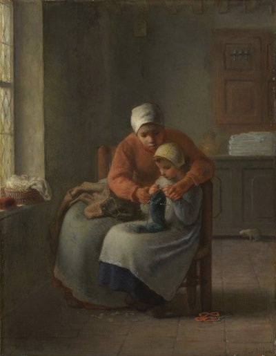 Strikketimen, c.1860 af Jean Francois Millet