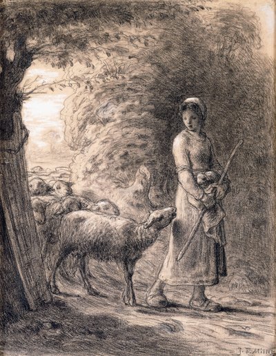 Det nyfødte lam, ca. 1860 af Jean Francois Millet