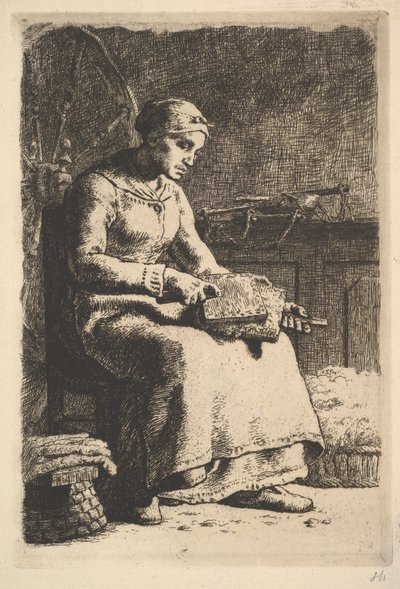 Uldkarderen, 1834–75 af Jean Francois Millet