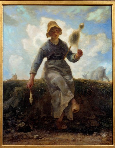 Spinneren, Auvergne gedehyrde. Maleri af Jean Francois Millet (1814-1875) af Jean Francois Millet