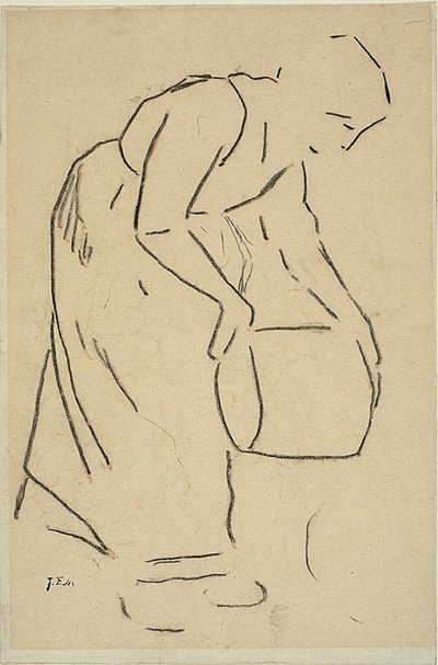 Kvinde tømmer en spand af Jean-Francois Millet