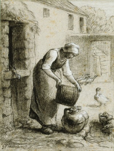Kvinde hælder vand i mælkedåser af Jean Francois Millet