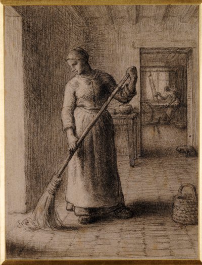 Kvinde fejer sit hjem af Jean Francois Millet