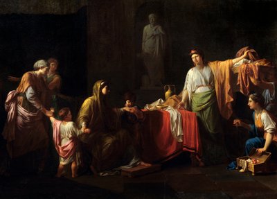 Detalje af: Cornelie (189 - 110 f.Kr.) mor til Gracchus - Tiberius Sempronius Gracchus og hans bror Caius Sempronius Gracchus med tilnavnet Gracchus, romerske statsmænd - Maleri af Jean Francois Peyron (1744-1814) af Jean François Pierre Peyron
