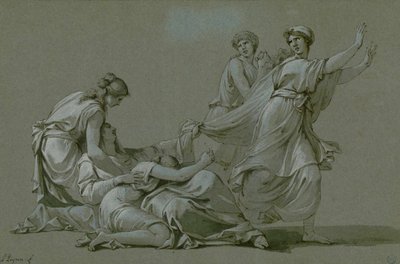 De unge mænd og jomfruer i Athen, der skulle ofres som ofre til Minotaur, ca. 1778. af Jean François Pierre Peyron