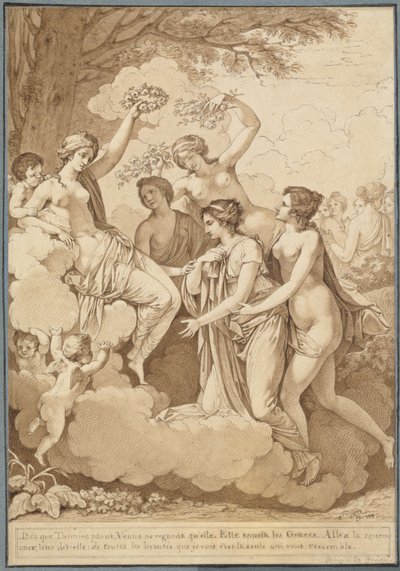 Venus og de nåde, der kroner Thémire af Jean François Pierre Peyron