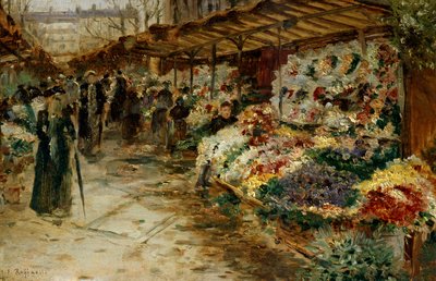 Blomstermarked, 1882. af Jean Francois Raffaelli