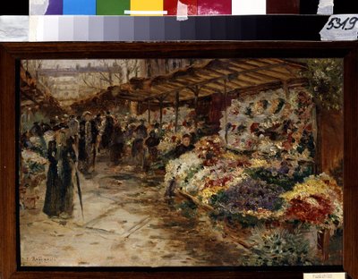 Blomstermarked. Maleri af Jean Francois Raffaelli (1850-1924) af Jean Francois Raffaelli