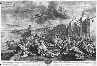 Pesten i 1720 i Marseille, indgraveret af Simon Thomassin (1655-1733) 1727 (gravering) (s/h foto) af Jean Francois de (after) Troy