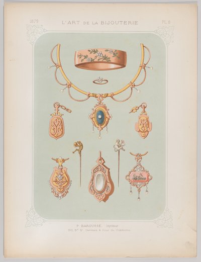 Smykkedesign i guld og rosaguld, 1879. af Jean François Barousse