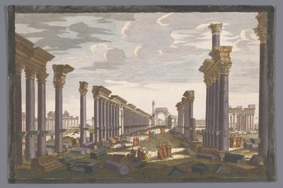 Udsigt over ruinerne af søjlegangens bue ved Palmyra, set fra vestsiden 12. Vüe ​​d