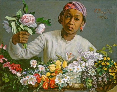 Ung kvinde med pæoner, 1870 af Jean Frederic Bazille