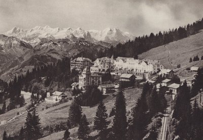Grand Hotel, Rigi Kaltbad, beliggende ved tandhjulsbanen Vitznau Rigi Kulm (s/h-billede) af Jean Gaberell