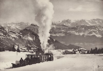 Rigi Kaltbad, vintersportstog fra Vitznau Rigi Bahn (s/h foto) af Jean Gaberell