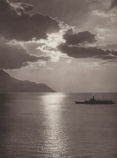 Schweiz: Genevesøen, aften (s/h foto) af Jean Gaberell