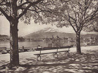 Schweiz: Luzern, med Mount Pilatus (s/h foto) af Jean Gaberell