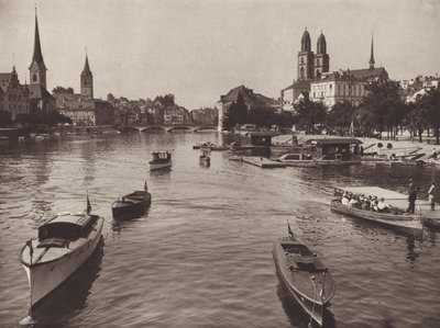 Schweiz: Zürich fra Quaibrucke (s/h foto) af Jean Gaberell