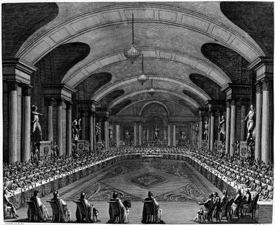 Fransk revolution: "" Instituttets indledende session i 1795". Den 25. oktober af Jean Girardet