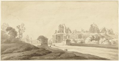 Udsigt over ruinerne af paladset på Palatinerhøjen i Rom af Jean Grandjean (attributed to)