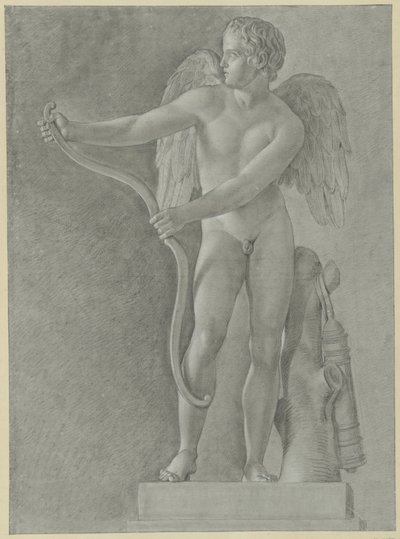 Studie af en statue af Amor, der bøjer sin bue af Jean Grandjean