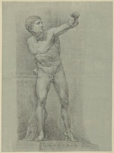 Studie på statuen af ​​en bokser af Jean Grandjean