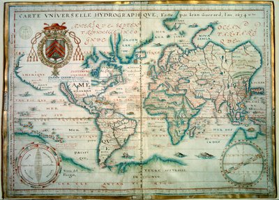 Universelt hydrografisk kort. Manuskript af Jean Guerard, fransk geograf. 1734. paris, B.N. af Jean Guerard
