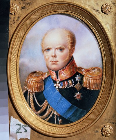 Portræt af storhertug Constantine Pavlovich af Rusland (1779-1831) (Portræt af storhertug Constantine Pavlovich af Rusland). Maleri af Jean Henri Benner (1776-1836). Akvarel på papir af Jean Henri Benner