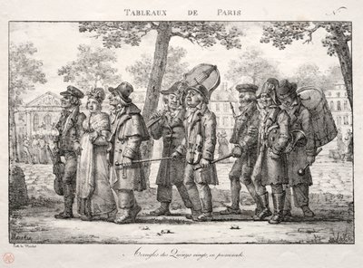 Scener fra Paris: Blinde mænd fra Quinze Vingts, Walking. af Jean Henri Marlet
