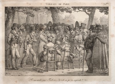 Scener fra Paris: Promenade i Tuilerierne. Hvad kigger de på? af Jean Henri Marlet