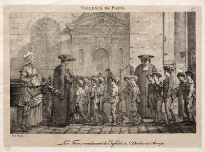 Scener fra Paris: Brødrene dirigerer børnene til St. Nicholas of the Fields. af Jean Henri Marlet