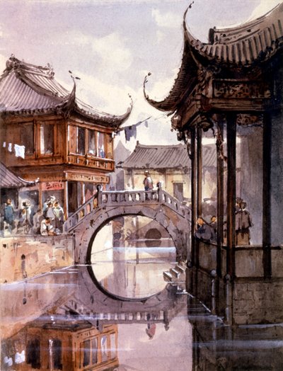 Udsigt over Shanghai, Kina, c1860 af Jean Henri Zuber