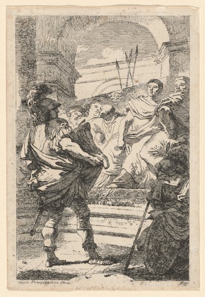 Mucius Scaevola af Jean Honoré Fragonard after Giovanni Battista Tiepolo