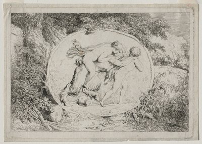 Bacchanals: Nymfe ligger den satire af Jean Honore Fragonard