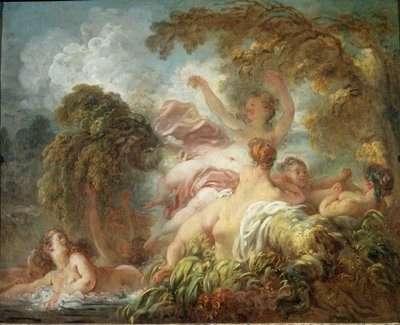 Badende - olie på lærred af Jean Honore Fragonard