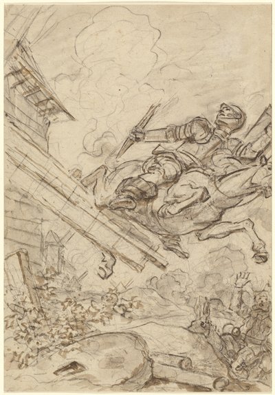 Don Quixote angriber vindmøllen af Jean Honore Fragonard