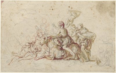 Europa kidnappet af Jupiter i skikkelse af en tyr (?) af Jean Honore Fragonard