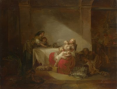 Interiør, den glade mor af Jean Honore Fragonard