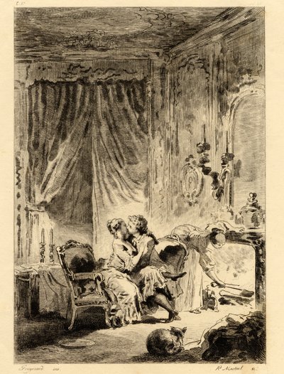 Jean de la Fontaine (1621 - 1695). "" Fortællinger. The prayer of Saint Julien”, illustration af Fragonard (1732 - 1806). Tegning. af Jean Honore Fragonard