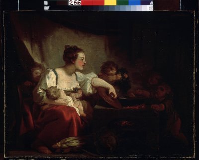 ""Den fattige familie"" (Den fattige familie) Maleri af Jean Honore Fragonard (1732-1806) 1760-1762 Pushkin Museum, Moskva af Jean Honore Fragonard