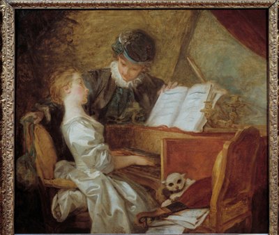 Musiktimen Maleri af Jean-Honore Fragonard (1732-1806). Sol. 1,09x1,21m. af Jean Honore Fragonard