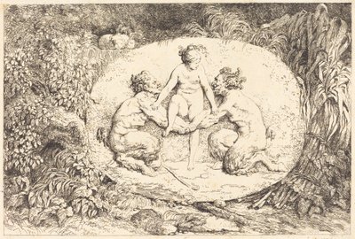 Nymfe støttet af to satyrer af Jean Honore Fragonard