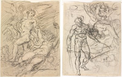 Orpheus og Eurydice (rekto); Figurstudier (verso) af Jean Honore Fragonard